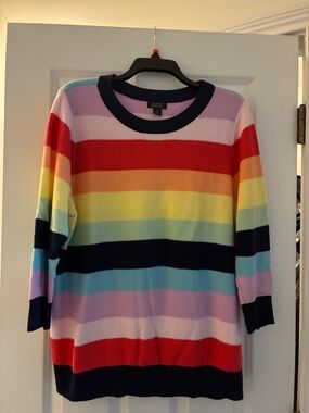 Halogen Rainbow Striped Crewneck Sweater - Multicolor